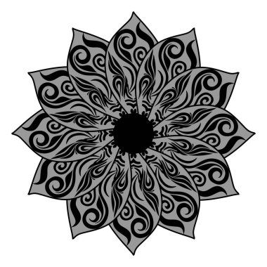 mandala. Vektör çizimi. siyah ve beyaz.