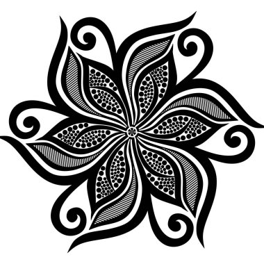 Çiçek elementlerinin mandala soyut vektör çizimi