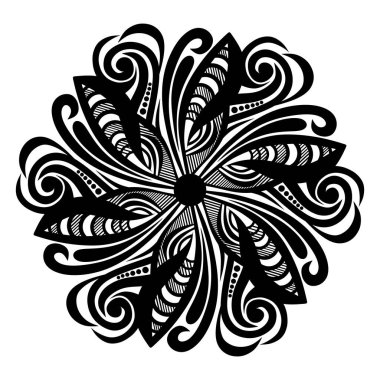 Siyah ve beyaz mandala süsü. vektör illüstrasyonu.
