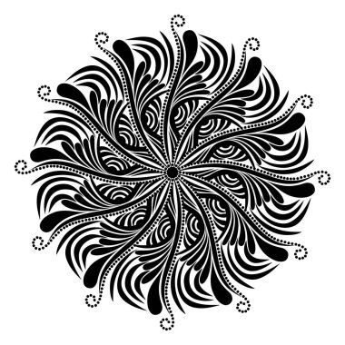 mandala. Vektör çizimi. siyah ve beyaz.