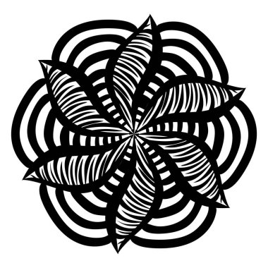 mandala soyut geometrik siyah beyaz desen, vektör illüstrasyonu