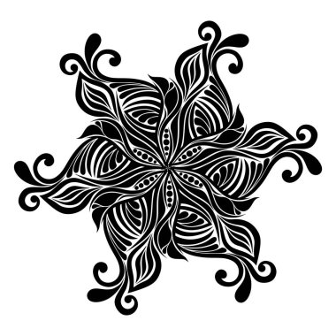 Soyut çiçek süslemesinin mandala vektör çizimi