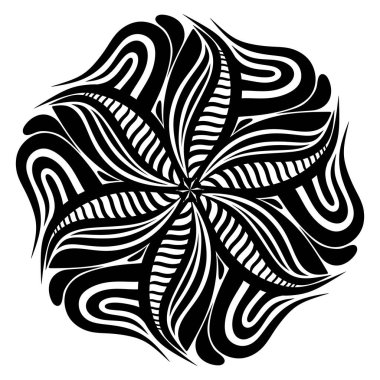 Soyut vektör mandala. siyah ve beyaz desenli. el çizimi resimleme.