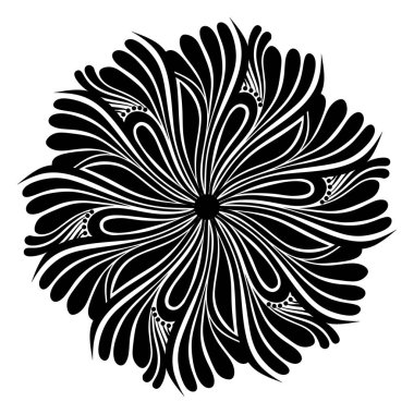 mandala siyah ve beyaz soyut çiçek, boyama kitabı