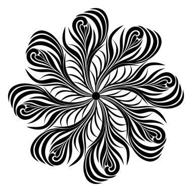 black and white mandala abstract flower pattern, vector illustration