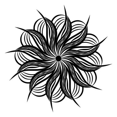Siyah beyaz çiçek mandala. vektör illüstrasyonu.
