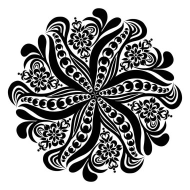 Soyut vektör mandala. siyah ve beyaz desen.