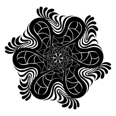 Soyut vektör mandala. siyah ve beyaz resimleme.