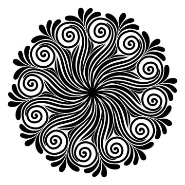 mandala. Vektör. siyah ve beyaz resimleme