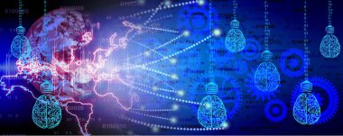 İnsan beyni ve ikili kodlu soyut arkaplan