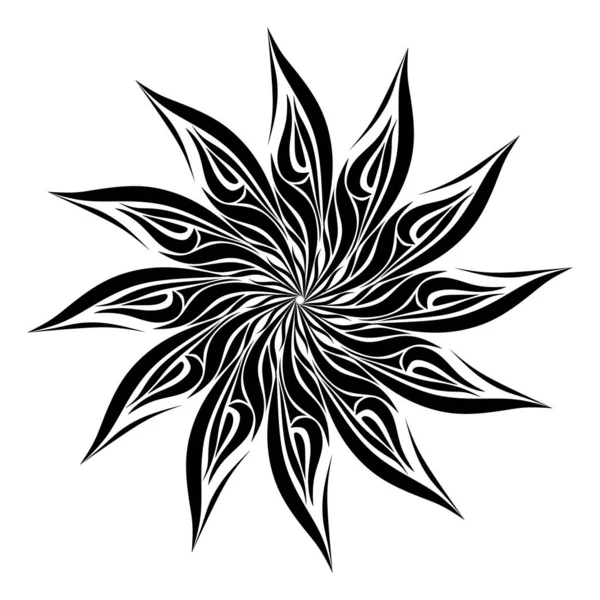 mandala siyah ve beyaz soyut çiçek