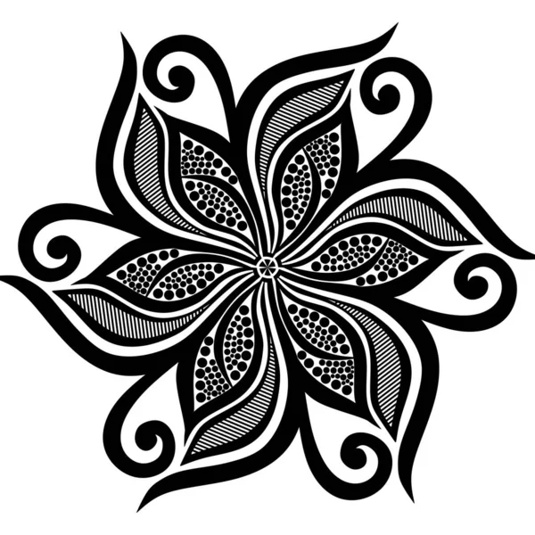 Çiçek elementlerinin mandala soyut vektör çizimi