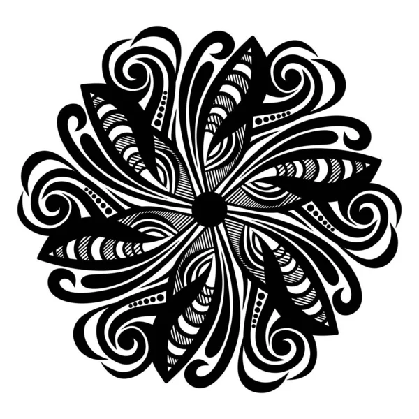 Ornamento Mandala Preto Branco Ilustração Vetorial — Fotografia de Stock