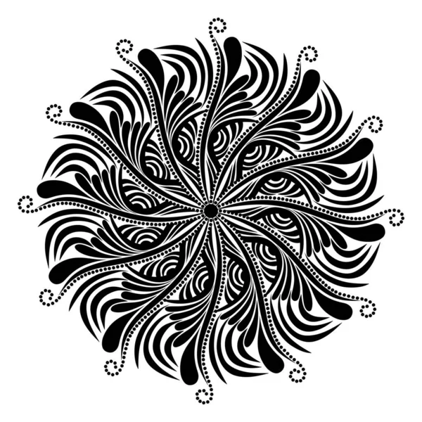 Mandala Vektorová Ilustrace Černá Bílá — Stock fotografie