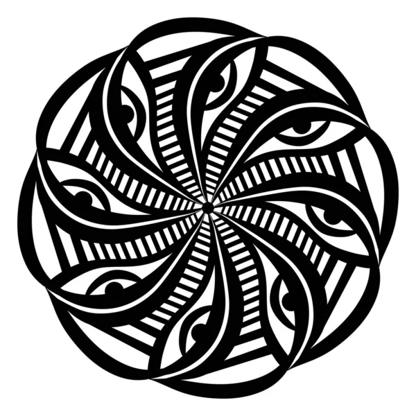 Mandala Ornament Black White Drawing Vector Illustration — Stock fotografie