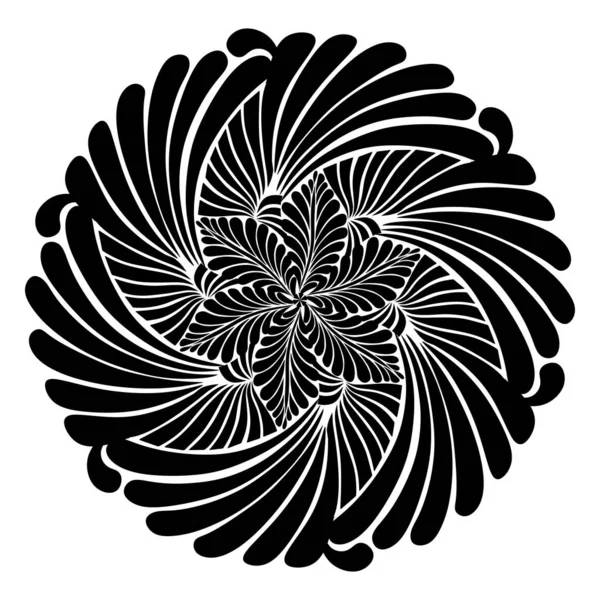 Mandala Květ Abstraktní Vzor Černá Bílém Pozadí Soustřednými Liniemi — Stock fotografie