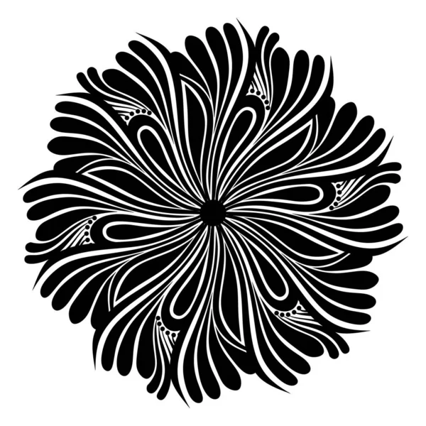 Mandala Černá Bílá Abstraktní Květina Omalovánky — Stock fotografie