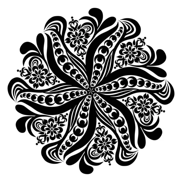 Soyut vektör mandala. siyah ve beyaz desen.