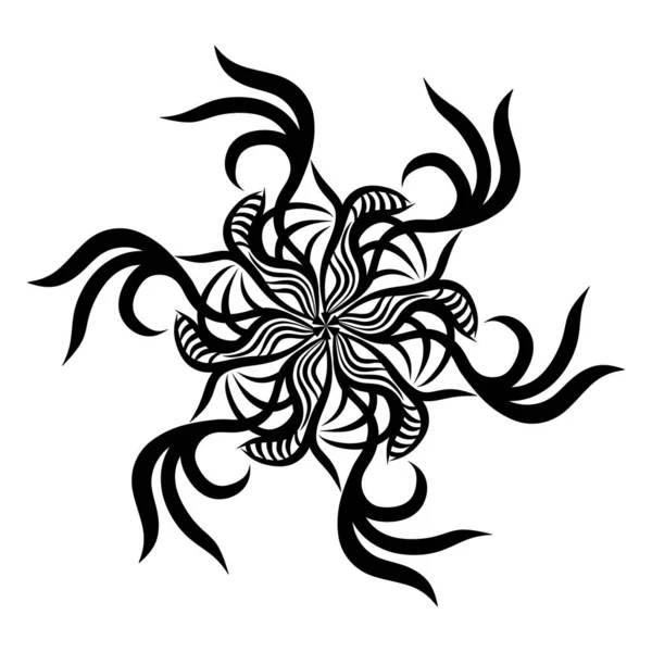 Motif Floral Ornemental Mandala Décoratif Noir Blanc Fond Géométrique Abstrait — Photo