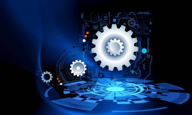 vites ve dişli tekerlekleri olan soyut arkaplan, dijital konsept