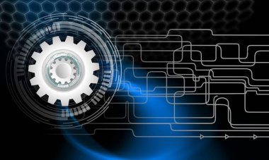 Bilgisayar dijital arka planına sahip teknoloji kavramı, soyut geleceksel illüstrasyon