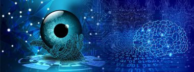 Bilgisayar teknolojisi konsepti. Siber devre kartı. Yapay zeka ve dijital çip. 3d oluşturma