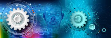 Dişliler ve devre teknolojisi kavramı, soyut arkaplan