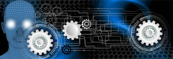 Siyah arkaplanda dijital tablet bilgisayarlı soyut teknoloji kavramı