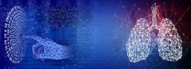 Mavi arka planlı insan beyninin dijital bileşimi