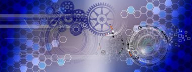 Vites ve dişli tekerlekleri olan soyut bir arka plan. vektör illüstrasyonu