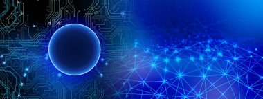 Dünya 'nın dijital illüstrasyonu. parlayan çizgiler ve noktalar ile ağ arkaplanı.