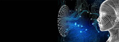 Siber güvenlik kavramı. Soyut üç boyutlu teknoloji bilimi geçmişi. Fütüristik teknolojik dijital fon. karışık ortam