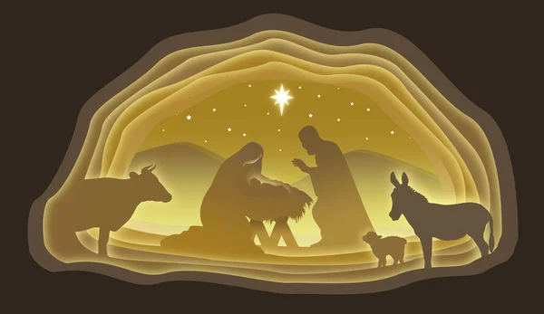 Jezus Geboorte Papierkunst Abstract Illustratie Minimalisme Bijbelverhaal Digitale Kunst — Stockfoto
