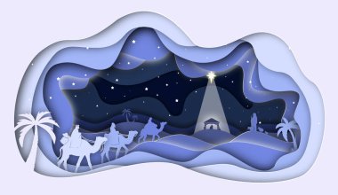 Christmas. Birth of a Savior. Paper art. Abstract, illustration, minimalism. Biblical illustration.