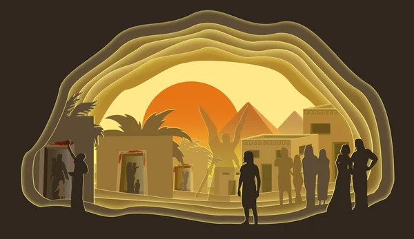 埃及的瘟疫 长子的死亡 圣经故事 纸业艺术 摘要说明简约主义 数码艺术 — 图库照片