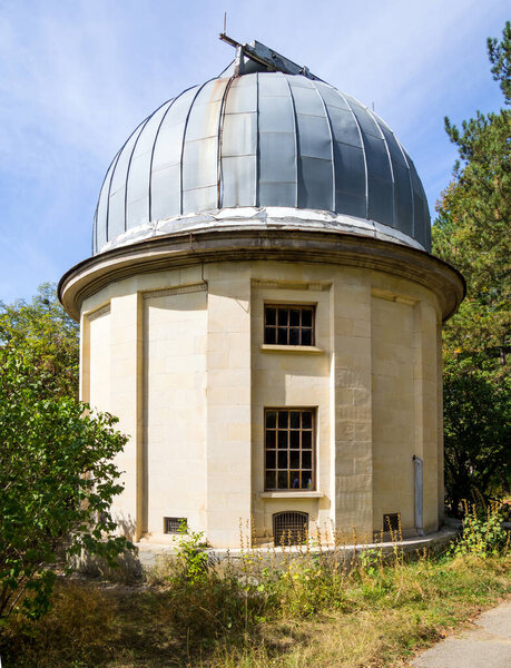 Nauchnyy,  Crimea - September 18, 2020: 16 inch telescope tower. Territory of the Crimean Astrophysical Observatory. Crimea
