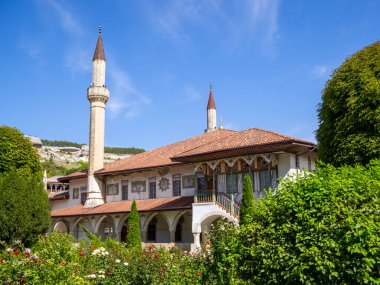 Bahchisaraj,Crimea - September 18, 2020: View of the Great Khan Mosque, Khan Palace, Bakhchisarai, Crimea clipart