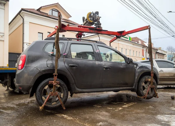 Tula Rusia Januari 2021 Memuat Mobil Menggunakan Manipulator — Stok Foto