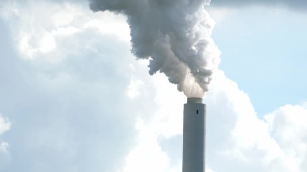 Kömür Santralinin Soğutma Kulesinin Tepesinde Kalın Buharlar Çıkıyor Fosil Enerji — Stok video