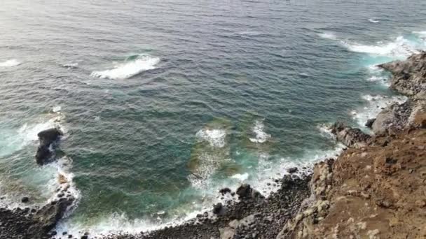 Drone Shot Volcanic Cliff Coast Sea Hierro Island Beautiful Seascape — Video Stock