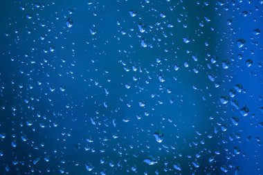 Yağmurlu bir günde penceredeki su damlaları fotoğraflandı. Bu yağmur damlaları sihirli görünüyor..