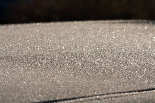 Frozen Car Roof Morning Sun — стоковое фото