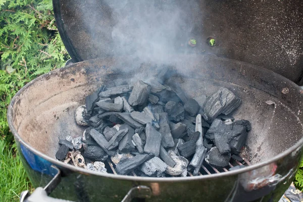 Ignite Some Briquettes Turn Barbecue — Stock Photo, Image