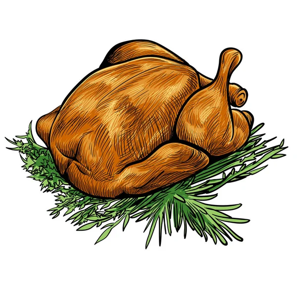 Vektor Keze Felhívni Doodle Vázlat Sült Thanksgiving Törökország — Stock Vector