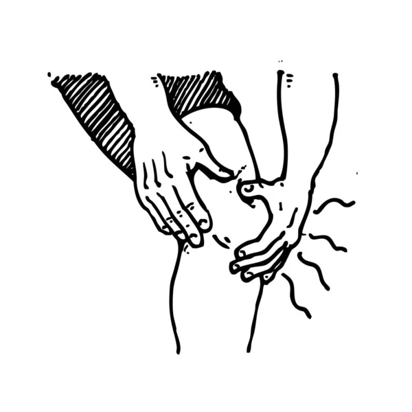 Vector Illustration Person Suffering Pain Knee Injured Person Sketch — Vetor de Stock