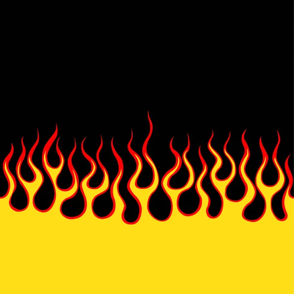 Fire Flame Tongues Black Background Vector Seamless Pattern — Vettoriale Stock