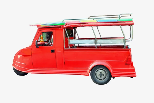 Red Tuk Tuk Isolated White Background Clipping Path — 图库照片