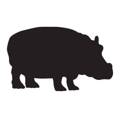  Hippopotamus  Silhouette Isolated on White Background.  Vector Illustration 