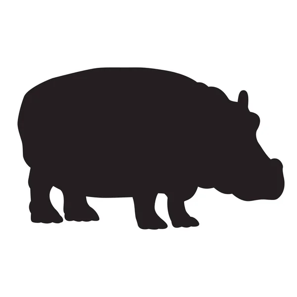 Hippopotamus Silhouette Isolated White Background Vector Illustration — ストックベクタ