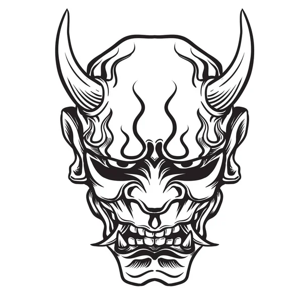 Oni Mask Japan Vector Illustration Shirt Design Poster — 스톡 벡터